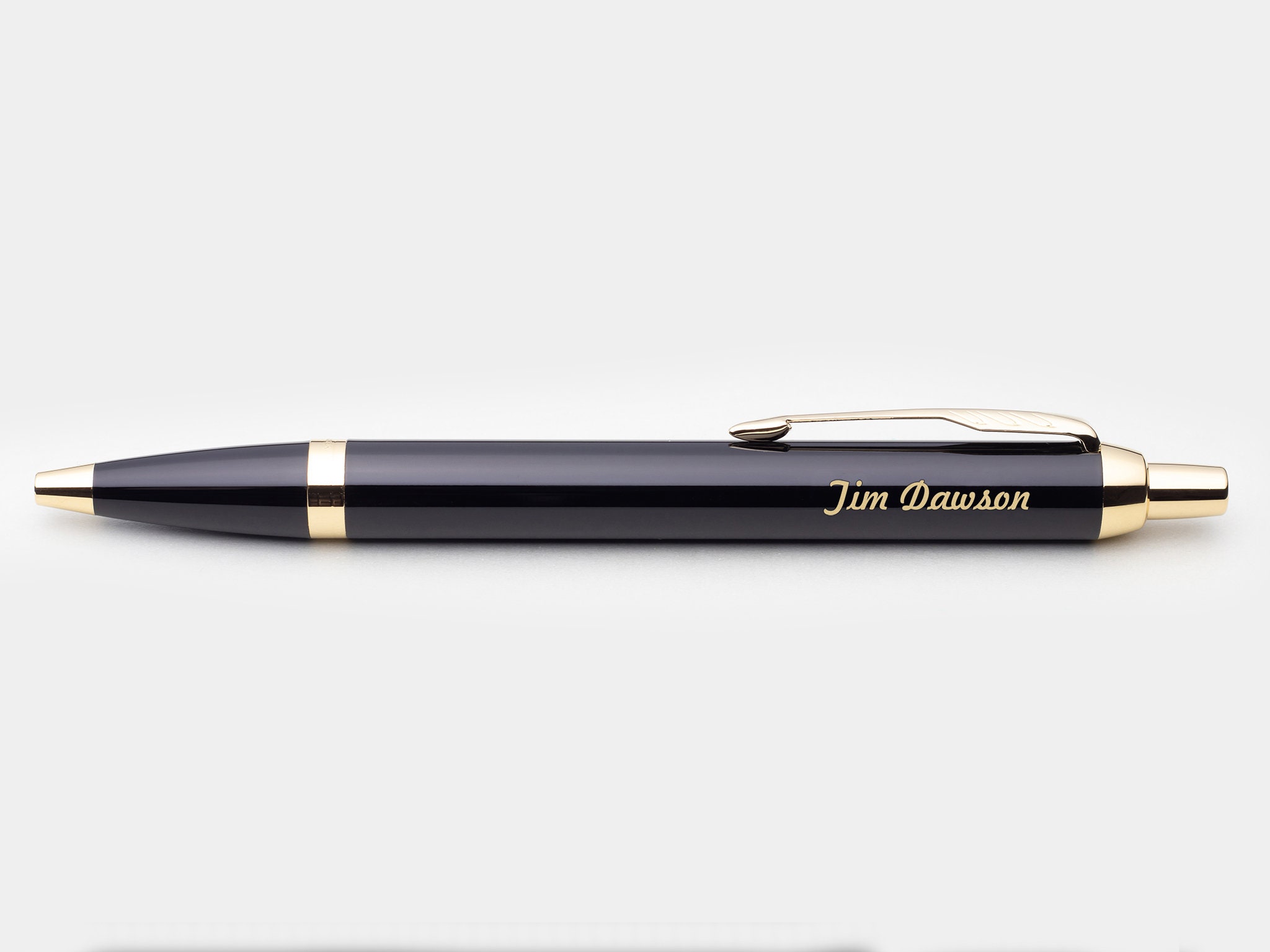 Engraved Parker IM Black Gold Trim Ballpoint Pen