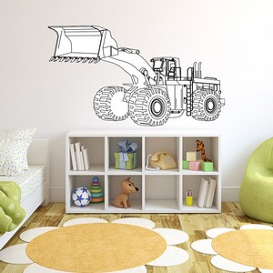 Excavator wall decal Digger vinyl Tractor wall art Machinery sticker Enginery print Boy art decor Transportation art Construction photo