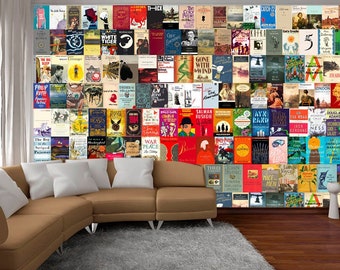 Books of world wallpaper Vintage literature mural antique wall art Famous writers decor living room print non woven art retro collection