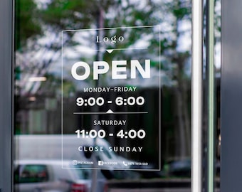 ウィンドウデカール ビジネスロゴデカール ブティックデカール 店頭ステッカー ビジネスドアデカール 営業時間デカール ビジネスデカール 商業用デカール