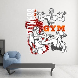 Naklejka ścienna do siłowni Wystrój siłowni w domu Sztuka ścienna do mięśni Naklejka do centrum fitnessu Prezenty sportowe Wystrój ściany siłowni Naklejka ścienna do sali treningowej Dziewczyna Inspiracja Sztuka