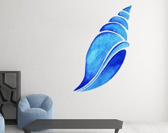 Shell decal Beach Decal Watercolor Seashell Ocean wall art Nursery wall Sticker Sea Wall Decal Blue shell sticker Sea Shell Wall Decal Bath