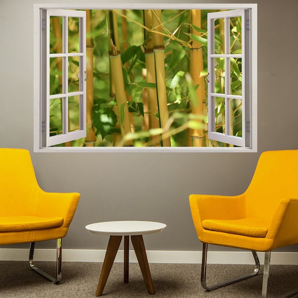 Bamboo wall decal Forest sticker Window 3D vinyl Nature wall art Jungle print Floral wall decor Forest gift Bamboo room art Tree artwork