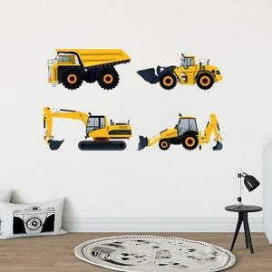 Sticker de construction Digger sticker Boys Wall Decal Trucks Decal Nursery decor Bulldozer art Kids Wall Stickers Tractor wall art Transport print