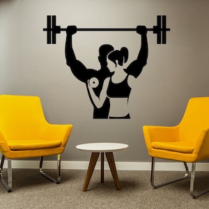 Langhantel Aufkleber Crossfit Aufkleber Fitness Wanddekor Gym Vinyl Fitness Girl Art Sportler Aufkleber Jungen Raum Druck Jungen Dekor Sport Zuhause Foto