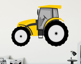 Tractor wall decal Machinery art Enginery vinyl Wall print mechanism Nursery decor Kids room artwork Mural kids art Construction photo