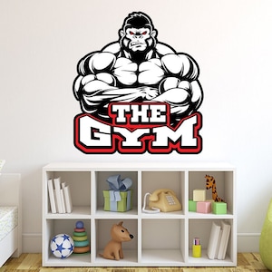 Angry Gym Gorilla Motivational Wall Sticker Gorilla Wall Decal Gym Wall Sticker Home Gym Decor Fitness Gift Workout Decor Vinyl Lettering