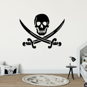 Pirate decal Skull Decal Sea Style Stickers Pirate Sabers decal Kids Decals Sabers decal Vinyl Decal Sticker Pirate Skull Decal Nursery art