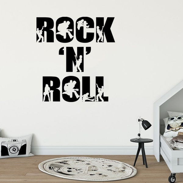 Rock n roll etiqueta Rock and Roll arte concierto etiqueta música habitación decoración Rock n Roll decoración guitarra etiqueta música pared etiqueta Rock estrella niños dormitorio