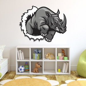 Rhinoceros Decal Animal decal Rhino Sticker Kids wall decal Rhino Gift Rhinoceros sticker Africa animal print Safari Animal Decal Nursery