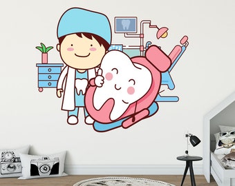 Dentist wall decal Baby tooth print Doctor kids art Nursery sticker Kid wall decor Tooth wall art Children mural Kids vinyl kindergarten art