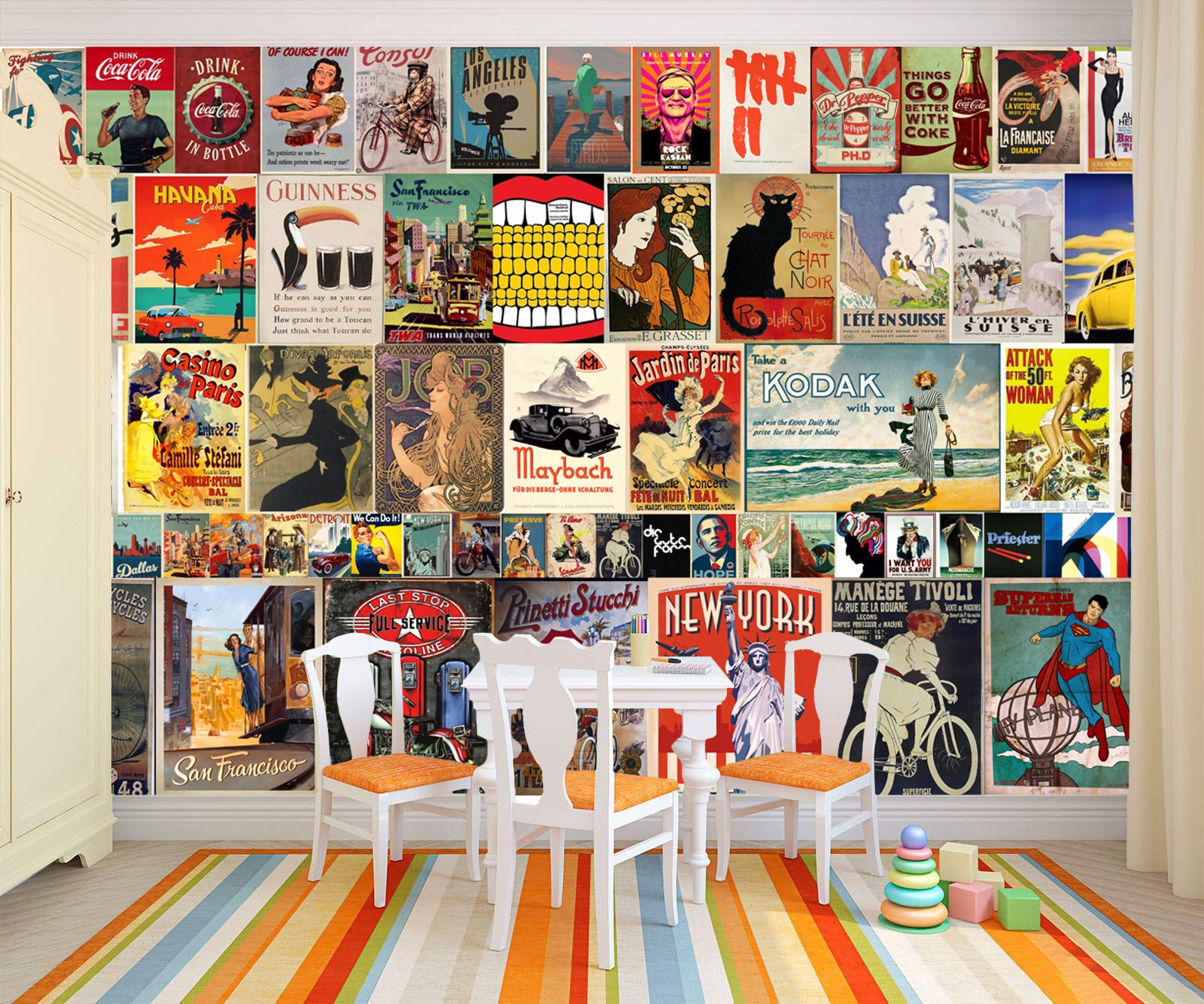 Vintage Poster Wallpaper Pop Art Retro Wall Mural Collage Wallpaper ...