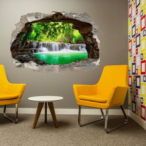 Cascade of Waterfalls Forest Decal Nature Wall Art Green Prints ...