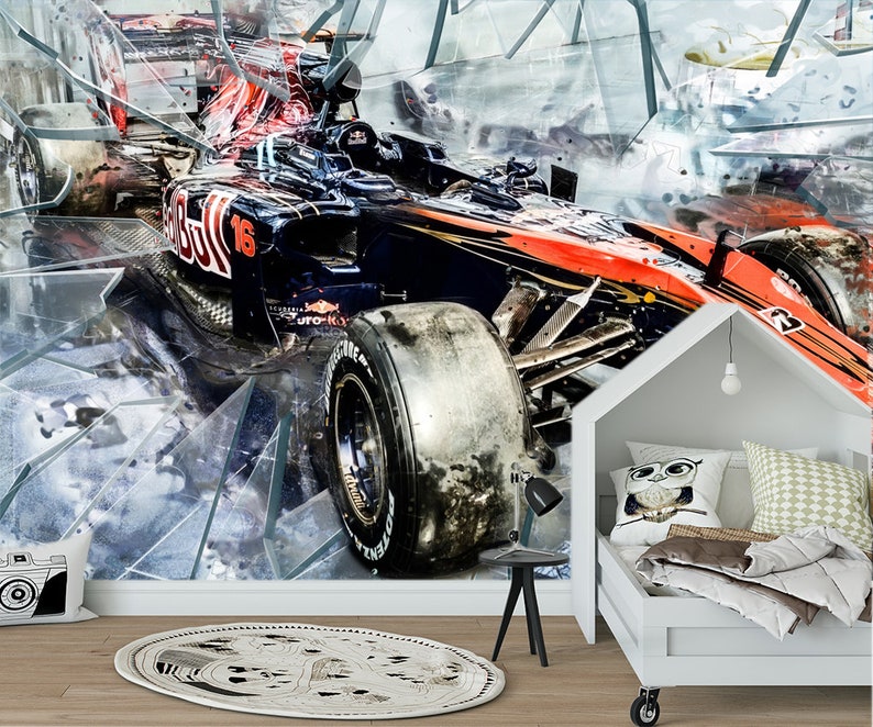 Speed Wall Art Racing Cars Mural Formula Wall Decal Car Wall Decal Peel
