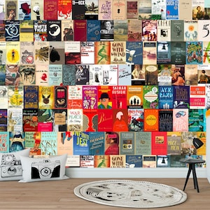 Books of world wallpaper Vintage literature mural antique wall art Famous writers decor living room print non woven art retro collection image 6