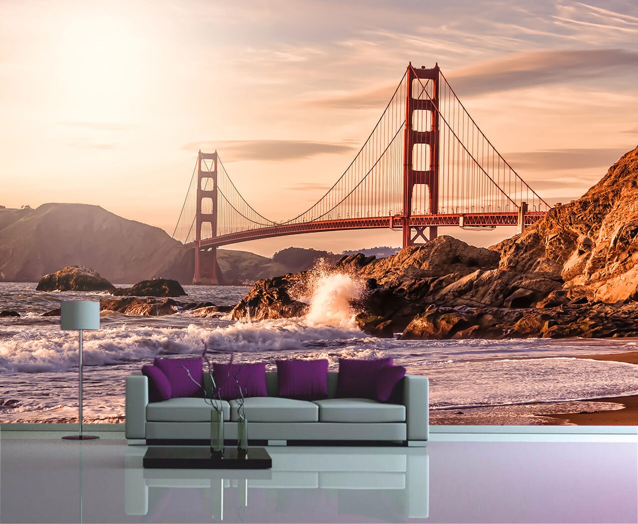Puente Golden Gate San Francisco mural Arte autoadhesivo Decoración de  pared california Papel tapiz de la habitación Impresión de palo de cáscara  Calcomanía de playa Decoración de pared de ola - Etsy, image size:1276x1049