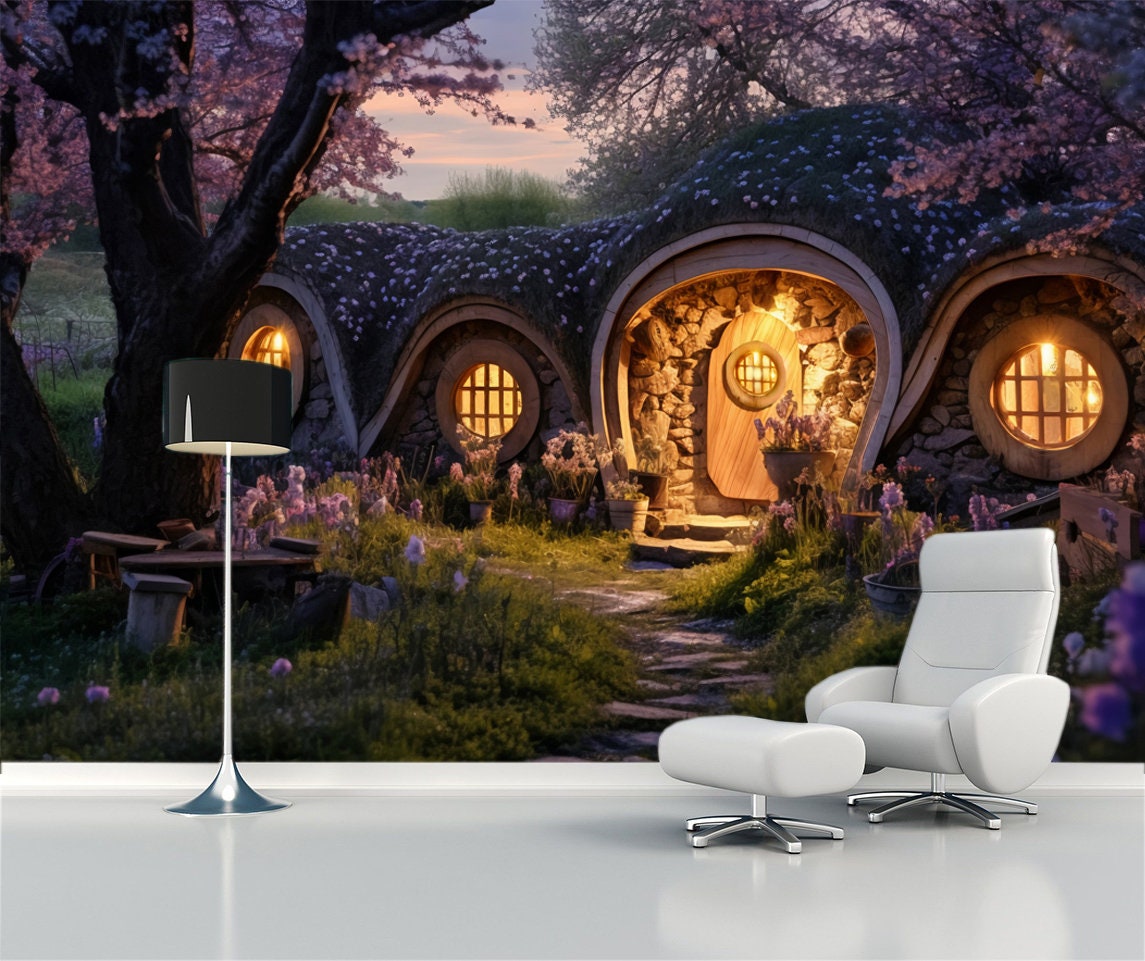 Fairy huis behang magische muur kunst Sprookje muurschildering Forest House  print speelkamer kunst aan de muur Kinderkamer decor Kwekerij sticker  Fantasy artwork - Etsy België, image size:1145x961