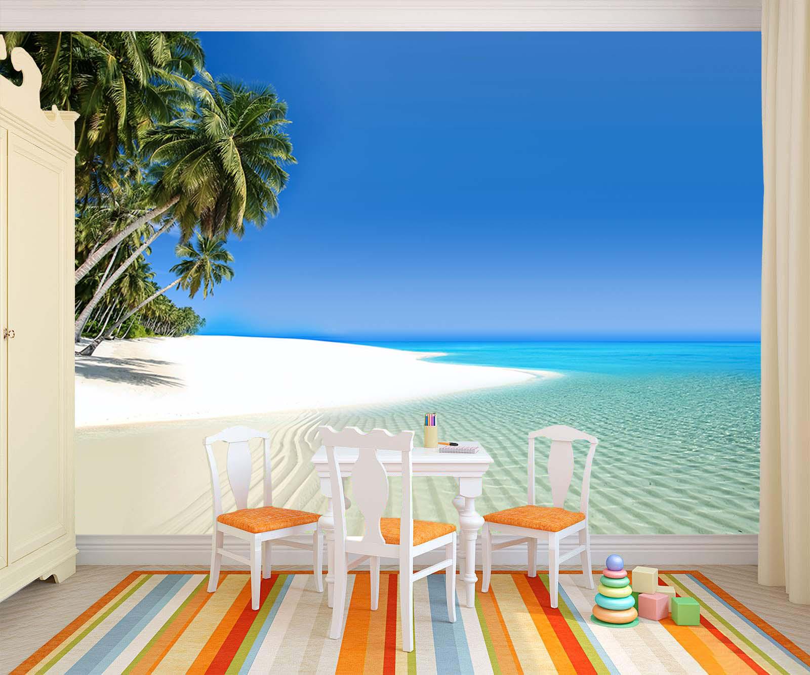 Tropical Island Peel and Stick Wallpaper Beach Landscape Wall Mural Sea ...