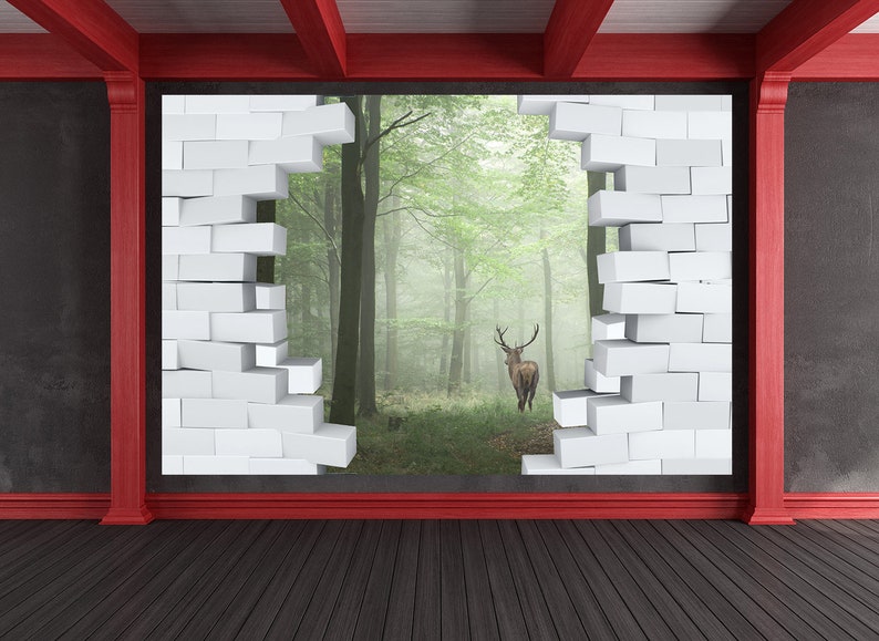 Deer Wall Decal Stag Sticker Animal Wall Decor Nature Print - Etsy