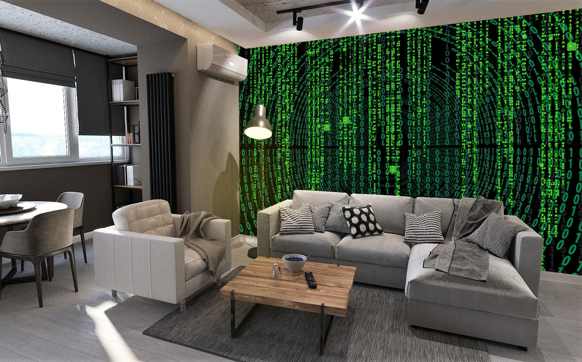 Peel and Stick Matrix Wallpaper Cyber Code Decal Computer Mural Self ...