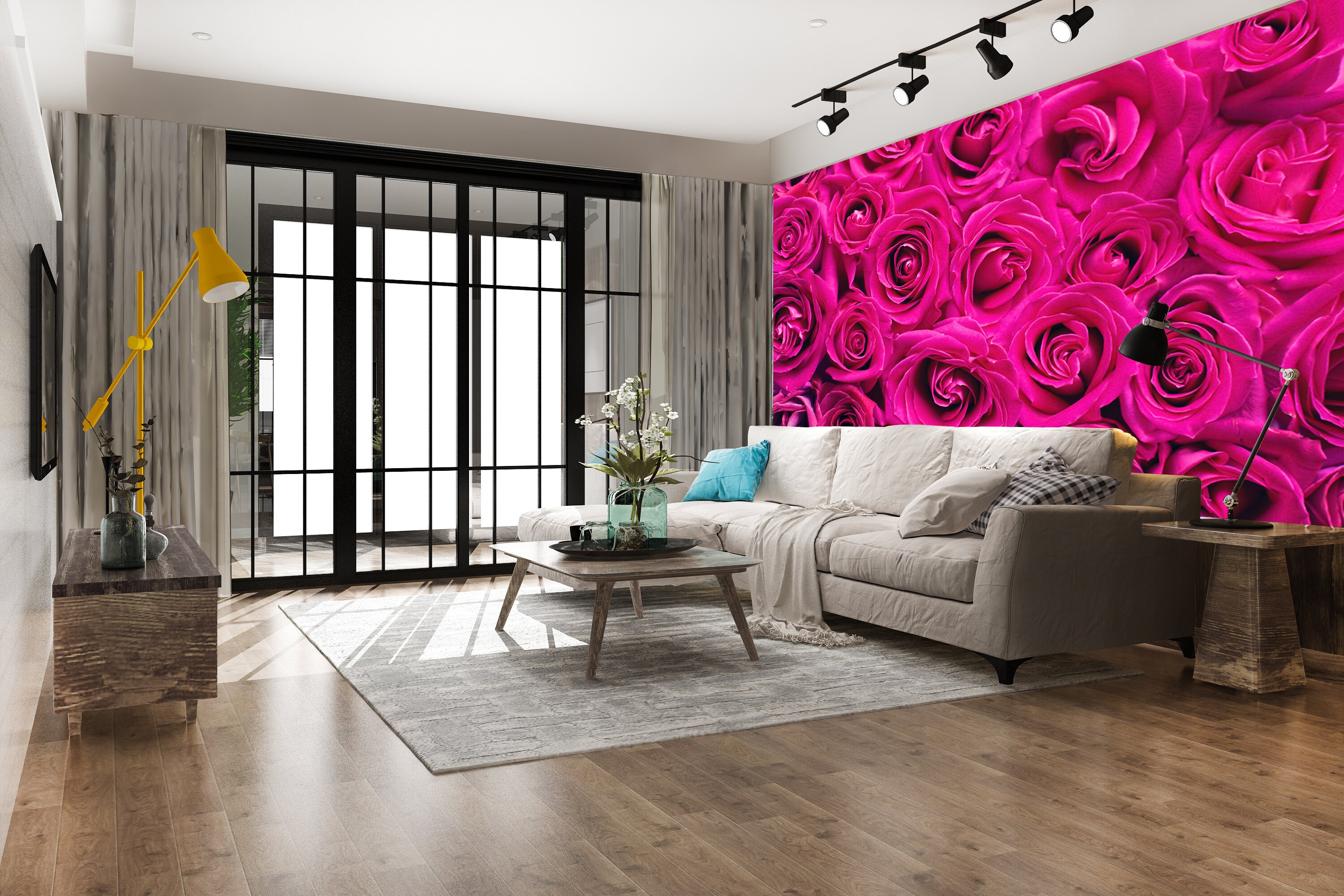 Pink Rose Wallpaper Flower Peel and Stick Rose Self Adhesive Floral ...