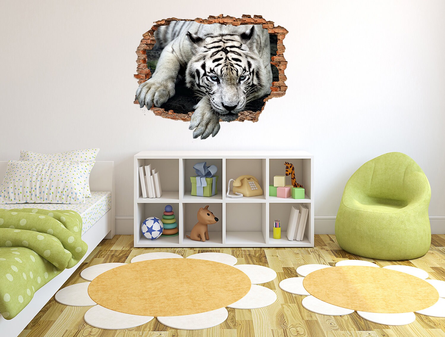 White Tiger Decal Nature Sticker Animal Art Prints 3d Mural Kids Wall ...