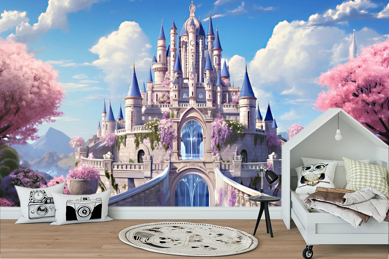 Princess Castle Wallpaper Kids Wall Mural Fairy Art Nursery Girl Room ...