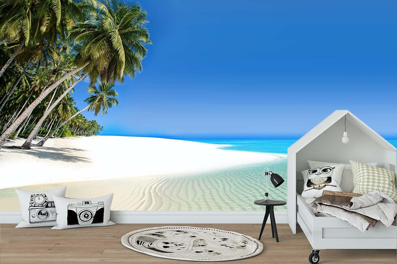 Tropical Island Peel and Stick Wallpaper Beach Landscape Wall Mural Sea ...