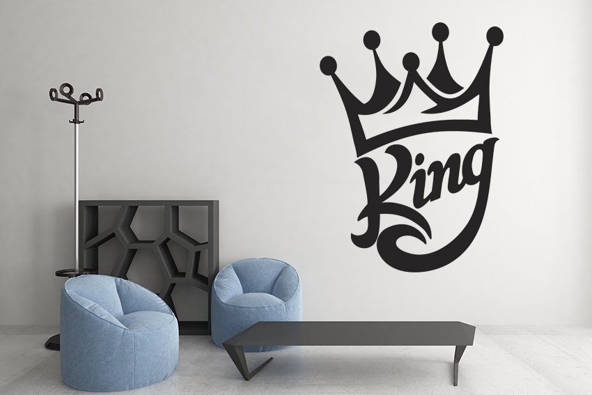 King Wall Decal Crown Wall Art King Crown Vinyl Modern Room Print King ...