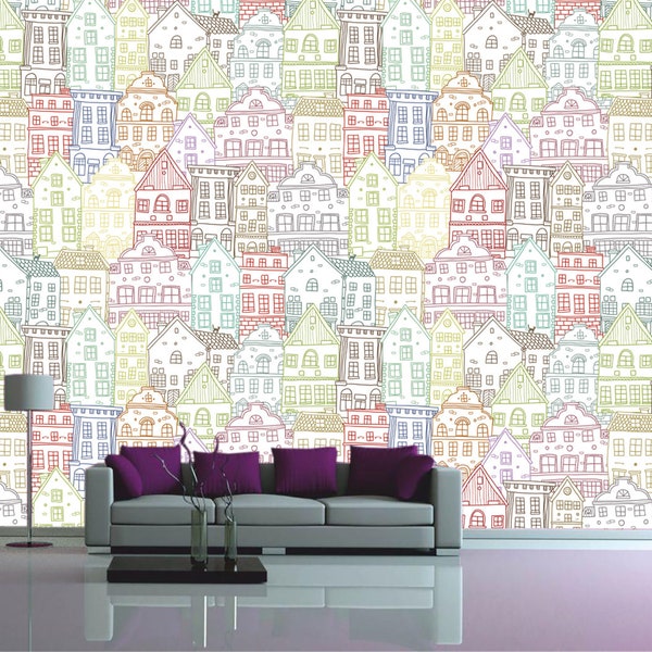 Village Wall Peel Stick Kids Etsy