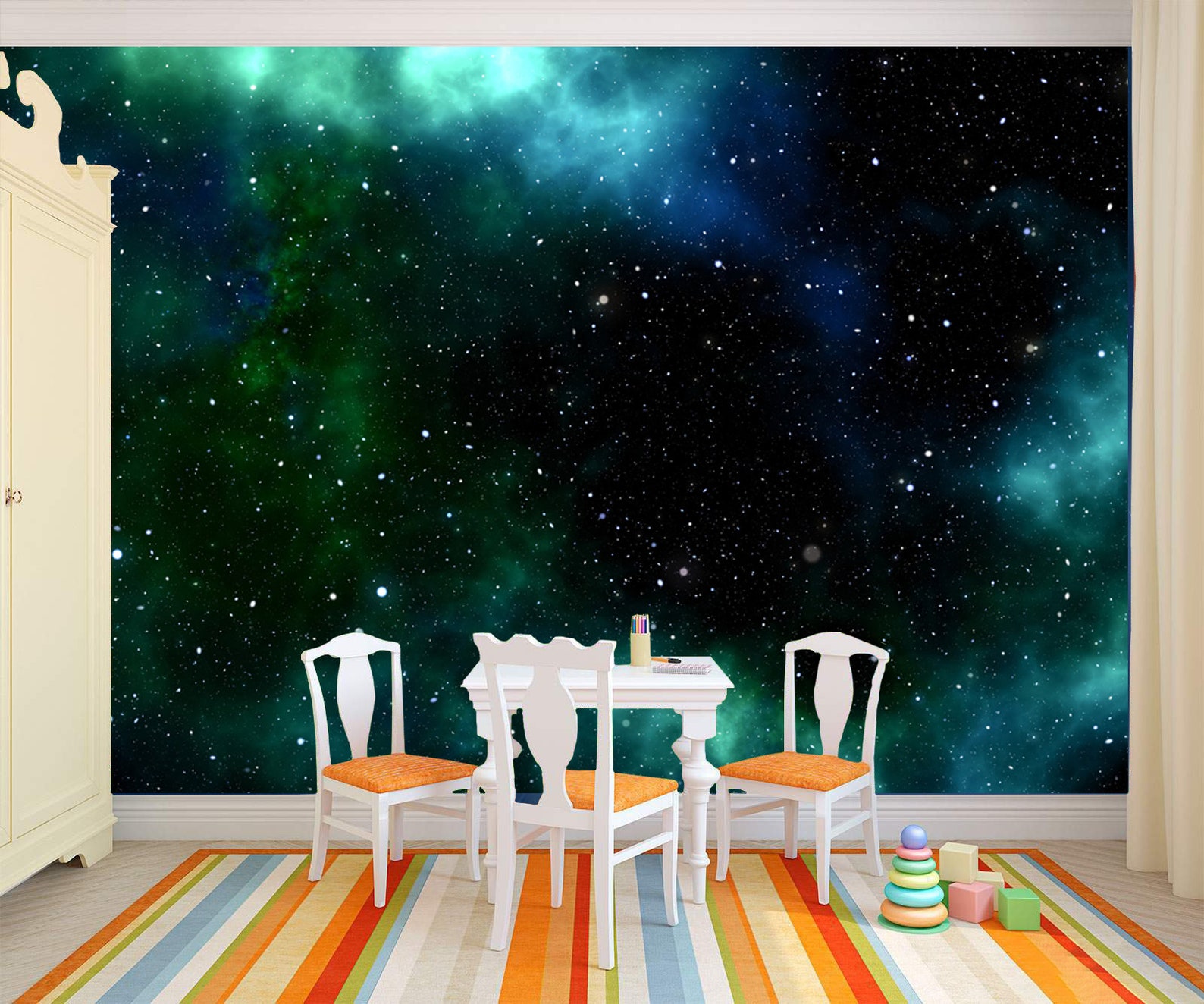 Starry Sky Wallpaper Galaxy Peel and Stick Self Adhesive Blue Nursery ...