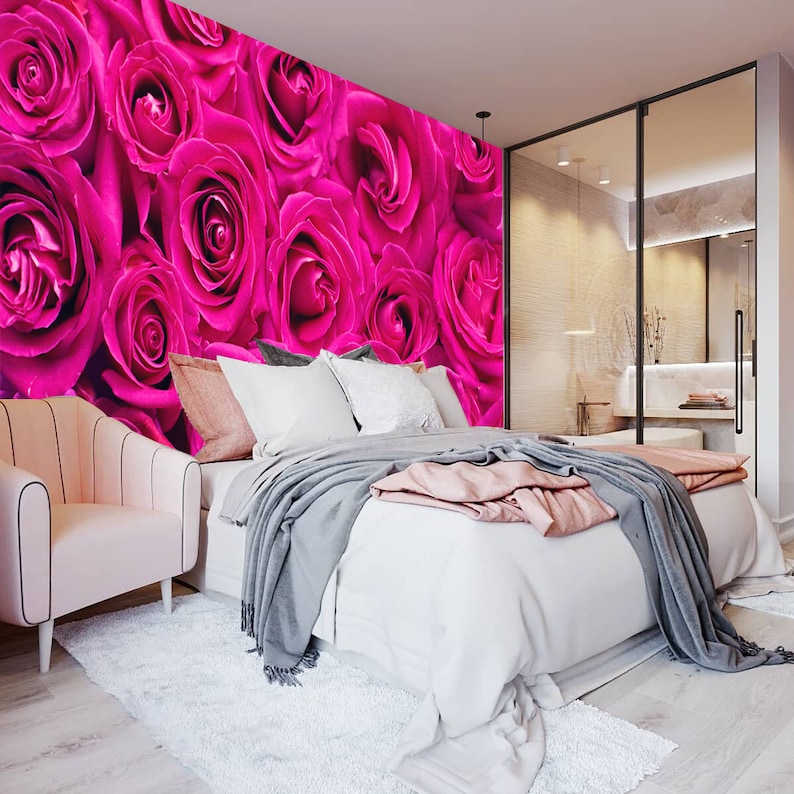 Pink Rose Wallpaper Flower Peel and Stick Rose Self Adhesive Floral ...