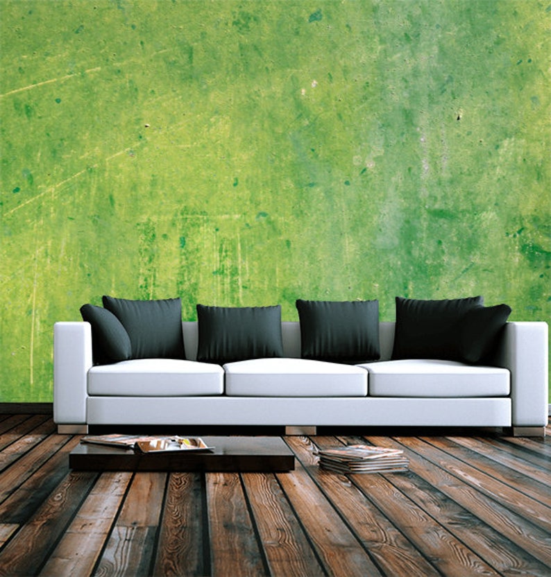 Concrete Wall Mural Green Home Decor Textured Decal - Etsy - Green Concrete Apartment Decor