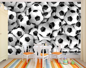 Fotbollstapet Fotbollsdesign Avtagbar skalbar och självhäftande väggmålning för barnrum Spelrumsinredning Sportmålning Barnrumsväggdekor Gåva till fotbollsspelare