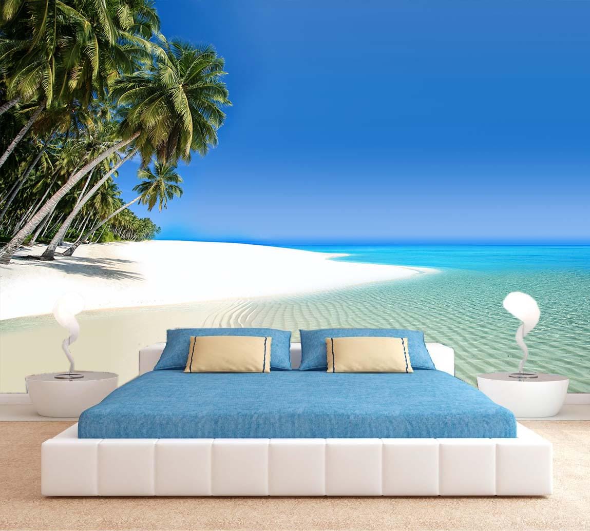 Tropical Island Peel and Stick Wallpaper Beach Landscape Wall Mural Sea ...