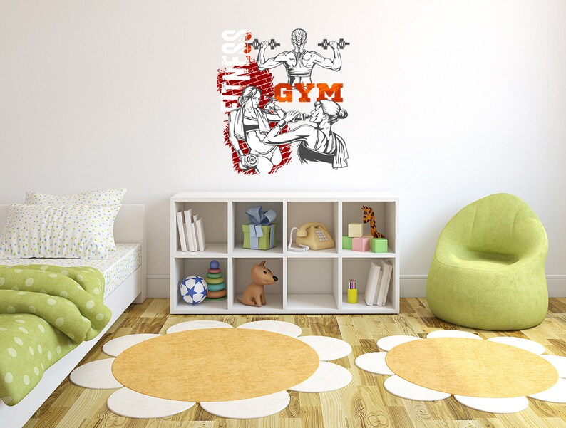 Gym Wall Decal Home Gym Decor Muscle Wall Art Fitness Center Etsy