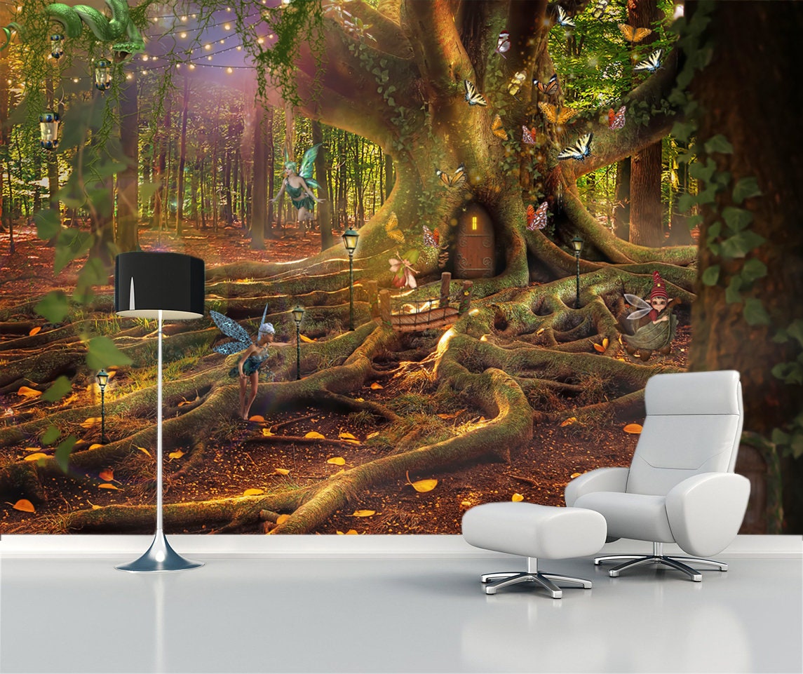 Autocollant Mural 3D Forêt Montagne - Modèle M6154 - Décor Adhésif Amovible - Style Image - Fabriqué En Allemagne