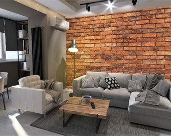 Peel and Stick Old Vintage Brick wallpaper Stone mural Realistic Brick Wall Self-Adhesive Wall decal Living room art decor Office Wallpaper
