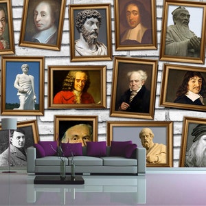Famous people of the world wallpaper World Legends Faces mural portrait people print museum wall décor Antiques artwork Historical gift