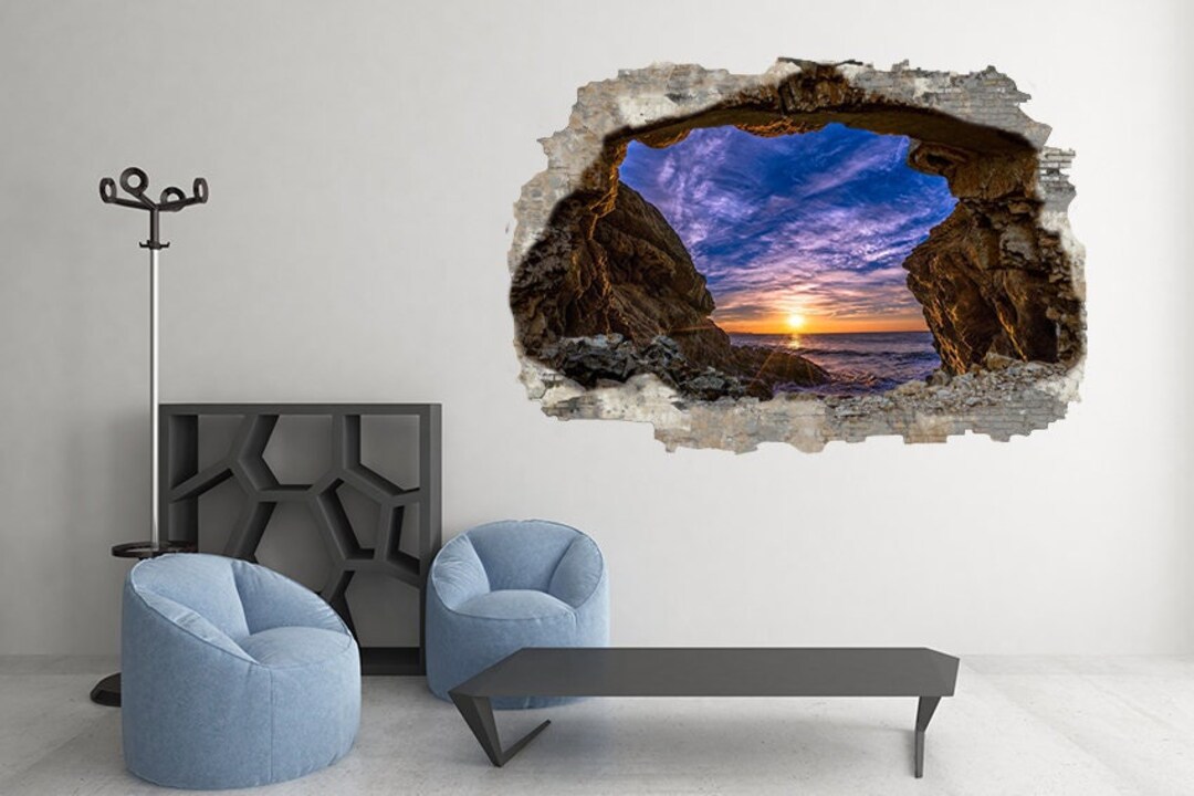 Rock Decal Wall Art Prints Cliff Sticker Nature Vinyl Sunset Artwork ...