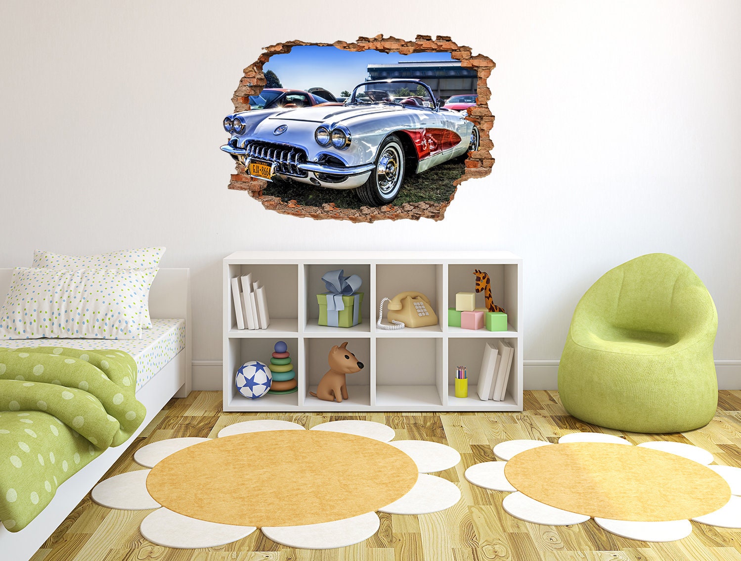 Auto Wandaufkleber – Vintage Transportmittel, 84x122 Cm, Schwarz, Selbstklebendes Vinyl
