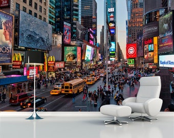 Times Square Wallpaper Street New York City Wall Mural For Home Decoration Cityscape Wall Art Skyline Room Decor Office Interior Design Gift