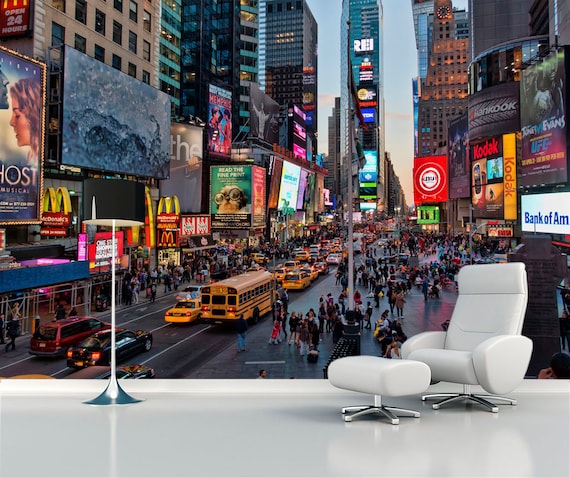 Times Square Wallpaper Street New York City Wall Mural For Home Decoration Cityscape Wall Art Skyline Room Decor Office Interior Design Gift