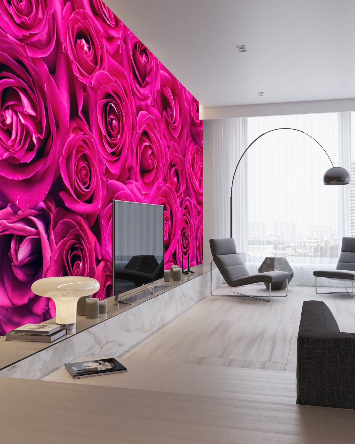 Pink Rose Wallpaper Flower Peel and Stick Rose Self Adhesive Floral ...