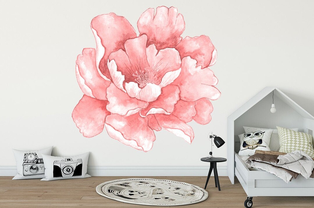 Pink Flower Decal Floral Vinyl Flower Wall Decor Nature Print Modern