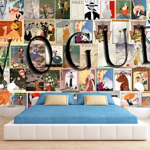 Fashion woman wallpaper Style mode mural Female beauty print Retro decor girl Modern wall art Collage artwork Historical gift Salon print