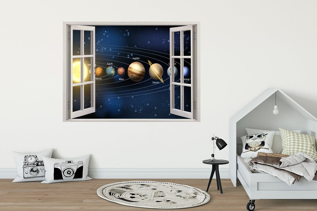 Space wall decal Solar system print Planets wall sticker Kids wall art Nursery room decor Jupiter vinyl Sun wall decor Mars wall print