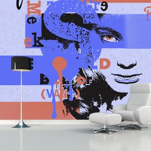Volto donna murale astratto Carta da parati moda Stampa murale ragazza Rimovibile Opera d'arte donna Abito Arredamento camera Decalcomania boutique Regalo per gli occhi di una ragazza alla moda