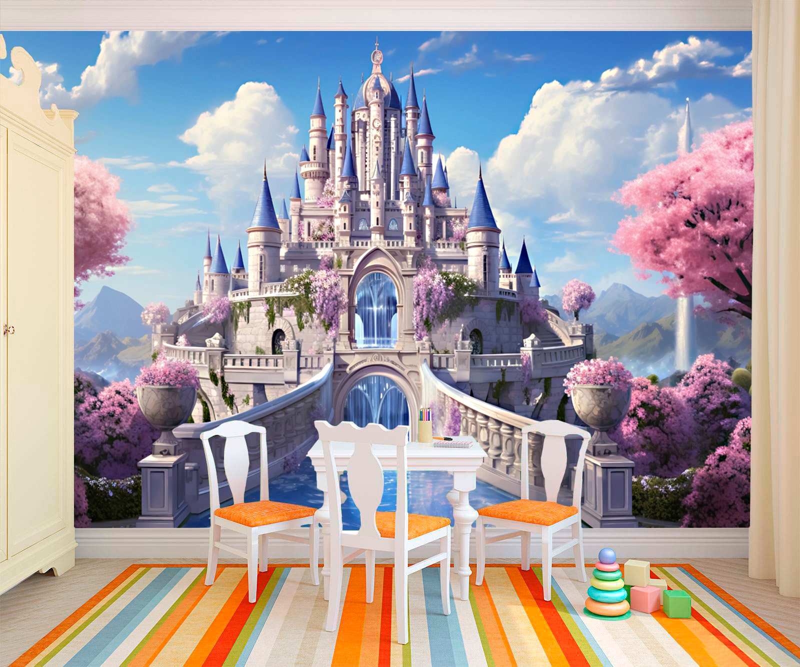 Princess Castle Wallpaper Kids Wall Mural Fairy Art Nursery Girl Room ...