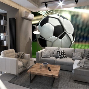 Soccer ball decal Wall Murals Boys Game room print Fun sport wall art Boys Bedroom Décor Football  wallpaper Peel and Stick Self Adhesive